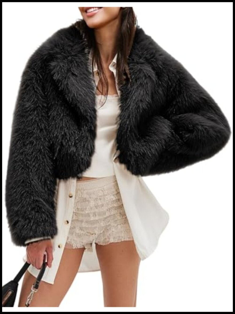 Faux Fur Jacket Long Sleeve Warm Coat Cropped Winter Essential